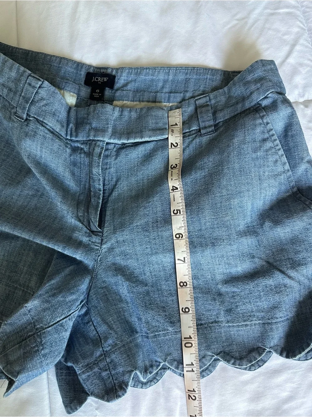 J. Crew Light Chambray Scallop Hem Shorts